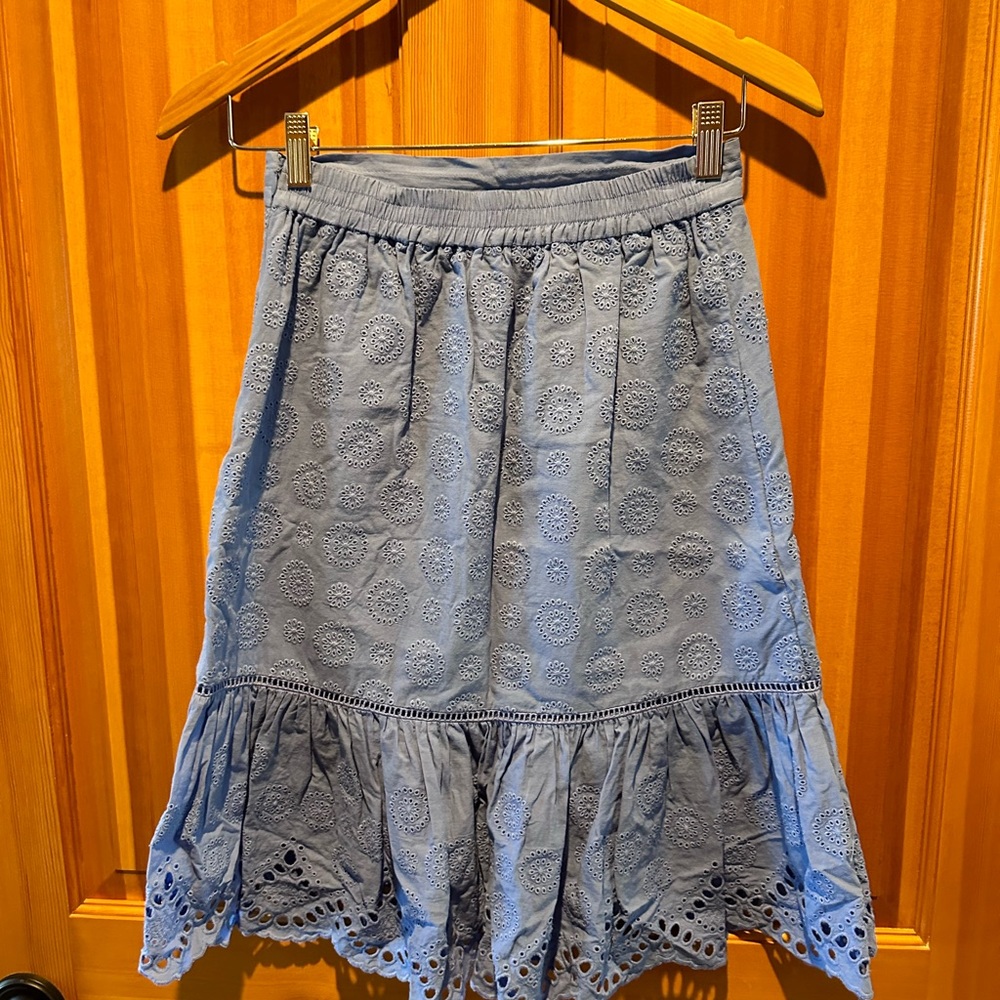 MARGARET O'LEARY Eyelet Skirt Periwinkle Blue - Picture 4 of 8